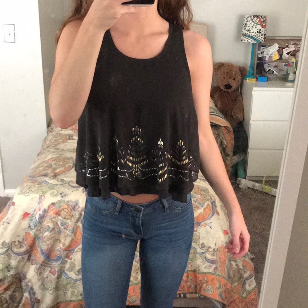 beaded flowy tank top